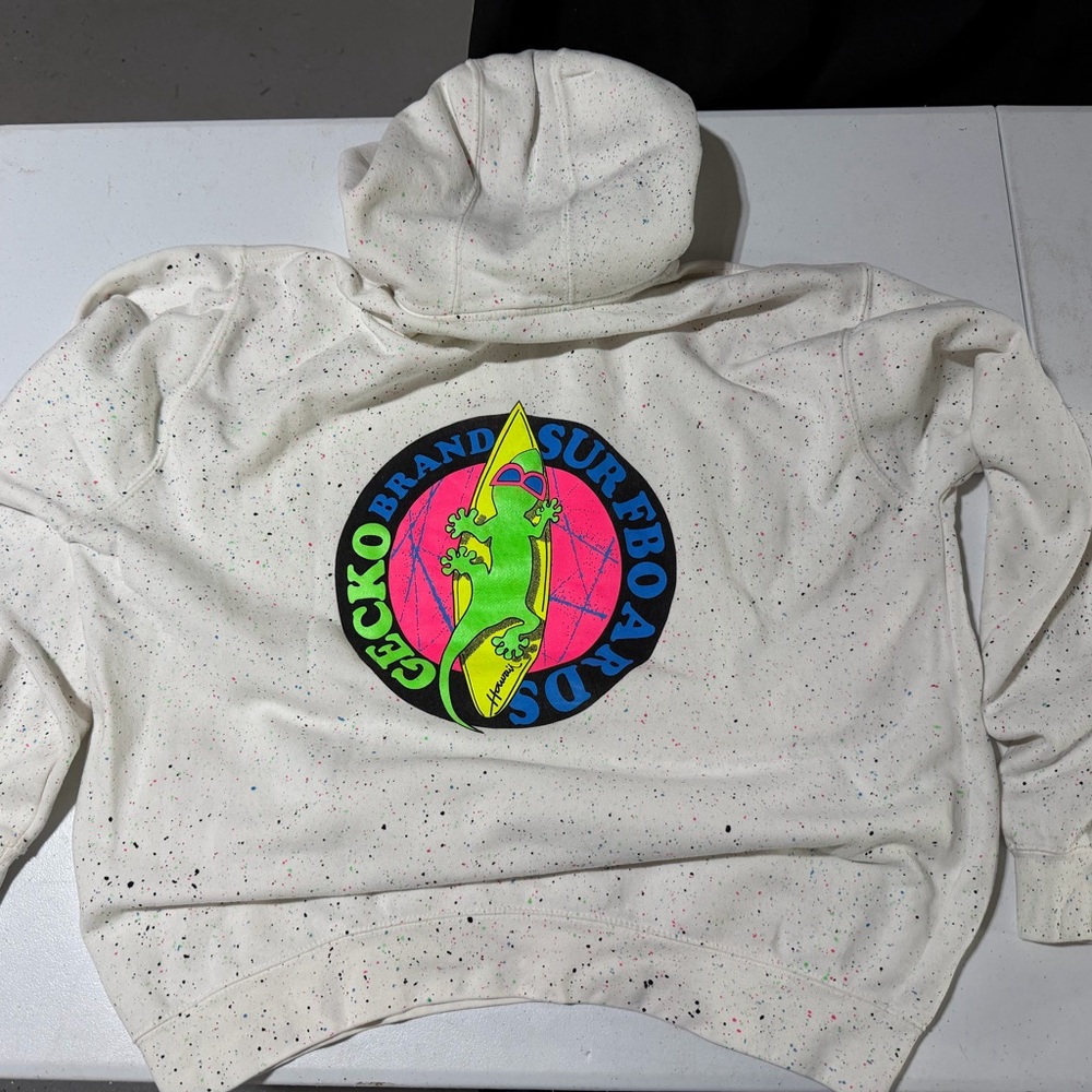 Gecko Hawaii Surfboards splattered paint Hoodie